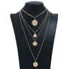 Lång halsband kvinnor runda halsband pendlar för damer kostym smycken bijoux guldfärg multilager kedja halsband