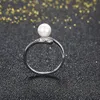 Vattendroppform 925 Sterling Silver Rings Pearl Charm smycken Öppen Ring Utsökt utförande Enkel generös stil B117559922
