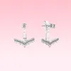 Beautiful CZ diamond Pendant Earring Women Summer Jewelry for Pandora 925 Silver Princess wish bone Stud Earrings with Original box