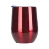 Verres à vin en acier inoxydable de 12 oz Verres à vin en acier inoxydable Coquetiers Verres à vin sans pied colorés avec couvercle Forme d'oeuf sous vide incassable
