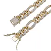 Gouden zilveren kleur hiphop ketting strip Miami Cubaanse ketting zirkoon bezaaide hiphop ketting voor mannen Europese en Amerikaanse hete accessoires