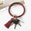 PU Skórzana Bransoletka Brelok z Tassel Wristbands Brelok Bransoletka Round Pierścionki Nadgarstek Klucz Breloczkowy Wisiorek 29 Kolory Dia 8 CM