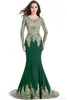 BabyonLinedress Luxury Beads Gold Lace Mermaid aftonklänningar Lång sexig illusion tillbaka långärmad promfest klänningar charmiga eveni4710150