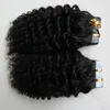 2.5g / pc Remy Extensões de Cabelo Humano Fita no Cabelo 40 pcs / pacote kinky curly Trama de pele virgem 14in a 24in Fita Adesiva no Cabelo