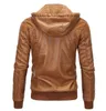 S3XL Winter Warm Men Slim staande kraagleer Hoodie Jacket Manjacht met dop overjas hoog Kwaliteit zwart geel 16035964340