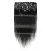 Malaysian Human Hair Silky Straight 120g Natural Color Clip In Hair Extensions 120g/set Clip On Soft 8-24inch