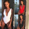 V pescoço 2019 mulheres swimwear alta cintura alta corte um pedaço de maiô fêmea banhos banho terno nadar bodysuit monokini