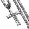 Högkvalitativ Jesus Piece Silver Cross Necklaces Pendants för män Rostfritt stålkedja Byzantinsk halsband Människans smycken