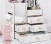 Caixa de armazenamento de madeira Organizador de maquiagem Jóias Recipiente de madeira gaveta artesanal cosmético atacado 6 estilos