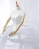 어깨 볼 가운에서 Organza 레이스 Applique 간단한 LongTrain 웨딩 드레스 아랍 디자이너 패턴 웨딩 드레스 이슬람 가운