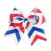 8'' Grande 4 de Julho Cheer Bows Feito à Mão Bandeira Americana Patriótica Faixas Elásticas Laço de Cabelo Cheerleading para Meninas Acessórios de Cabelo 5 Cores