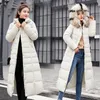 2019 chaqueta de plumón de algodón grueso de invierno de alta calidad para mujer, abrigos largos cálidos con cuello de piel grande a la moda