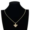 Hip Hop Iced Out Men Gold Color Iced Out Small Finger Pendants Necklaces With Rope Chain Jewelry