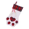 Plaid Christmas Gift Tassen Pet Hond Kat Kous Sokken Kerstboom Opknoping Pendy Toy Doll Gifts Decor voor het nieuwe jaar