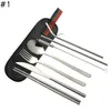 8Pcs/lot Portable Dinnerware Drinking Straw Set Stainless Steel Tableware Set Knife Fork Spoon Cleaning Brush Straws Cutlery Set ZZA2219