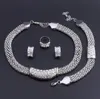 Ensemble de bijoux de mariage/mariée, couleur or et argent, collier en cristal blanc africain de dubaï, Bracelet, boucles d'oreilles, bague