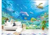 Tapeten 3D benutzerdefinierte Tapeten Wohnkultur Fototapete HD Delphin Korallen Schildkröte Fisch Gruppe Unterwasserwelt TV Hintergrund Wandtapete
