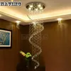 Moderno led lustre de cristal iluminação espiral gota chuva escada luzes teto cristal luminárias deco iluminação da lâmpada para el hall sta2589