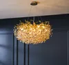 French Crystal Chandelier Romantic Golden Villas vardagsrumsmatsal Dekoration Pendant Lamp Lights Custom El Project Light2338