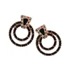 Gros-mode luxe spécial vintage designer exagéré multi cercle métal tressé pendentif boucle d'oreille pour femme 3 couleurs