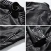 노래 및 스프링 가을 바이커 가죽 재킷 남자 모피 코트 오토바이 PU 캐주얼 슬림 한 wear 수컷 검은 옷 플러스 크기 m-4xl