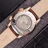 Goedkope Nieuwe Master Grande Datum Q1522420 Power Reserve Witte Wijzerplaat Automatische Heren Horloge Rose Gouden Kast Bruine Lederen Band Sport Gents285t