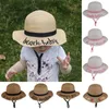 Kids Bucket Hat Strawhat Letter Printed Sunhat Summer Beach Sun Hat Fishing Caps Baby Fisherman Hat Children Basin Hats 10 Styles