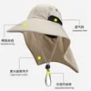 Mens Womens Wide Brim Solskydd Justerbar Hatt Utomhus Ridning Jungle Travel Cap Fiske Flap Bucket Hattar Klättring Vandringskepsar