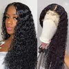 Perruque Lace Frontal Wig brésilienne naturelle, cheveux humains, Deep Wave, Transparent HD, 13x4, pre-plucked, pour femmes