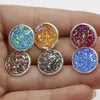 Hot 12mm Round Druzy Stone Stud Örhängen 30 Färgharts Guld Silver Rostfritt Stål Hypoallergenisk Öra Pin för Kvinnor Mode Smycken i Bulk