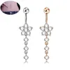 316L Rvs Crystal Heart Butterfly Long Tassel Navel Bars Belly Button Ring Navel Piercing Sieraden