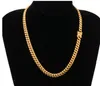 Stainless Steel Chains 18K Gold Plated High Polished Miami Cuban Link Necklace Men Punk 14mm Curb Chain Double Safety Clasp 18inch219W