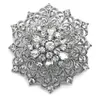 1.75 Polegada Estilo Vintage Ródio Banhado A Prata Claro Rhinestone Redemoinho Do Vintage Adorn Bridal Broche com Marquise Cristais