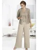 Plus Size Wedding Guest Dresses Cheap Custom Made Elegant Lace Top Mother of Bride Pant Suit Long Sleeves216e
