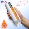 OLO Intelligent Voice Heating Sucking Masturbation Cup Vibrating Oral Aircraft Cup Deep Throat Male Masturbators Sex Toy for Man T200327