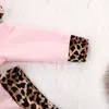 Baby Girls Pink Clothing Set Leopard Print Hoodie outfits Toddler Long Sleeve Tops + Trouser 2 Pcs Set clothes Kids Designer Clothing M373