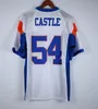 7 Alex Moran 54 Thad Castle Football Jersey Blue Mountain State BMS TV Show Goats Nome cucito doppio e numero di alta qualità