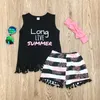 3 stücke Baby Set Sommer Infant Baby Mädchen Kleidung Set Weste Top + Blumen Shorts Mit Stirnband Baby Mädchen Outfit 0-24M