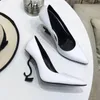 Classics Letters Heel Top quality suede luxury designer metal strip Black Patent Leather 9.5CM Thrill Heel Pumps Women Tribute Leather Sandals with box