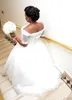 Nigeria Lace Off Shoulder Trouwjurken Sheer Halve Mouwen Beaded Lace Up Plus Size Bruidsjurken A Line Afrikaanse Bruiloft vestidos242s