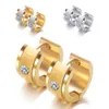 3 couleurs unisexe boucles d'oreilles cerceaux en acier inoxydable 316L boucles d'oreilles avec CZ cristal boucles d'oreilles pour femmes hommes livraison directe