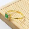 Royal Design Silver Emerald Ring 4 mm * 4 mm Prinses Cut Natural Columbia Emerald Solid 925 Silver Emerald Trouwring voor Vrouw