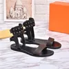 (Box Dust Bag) Sandálias de grife de luxo com estampa de couro sandália nômade antiderrapante gladiador sola plana sandália de borracha de grife couro de bezerro patenteado
