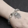 Bracelets de chaîne en argent antique Hamsa bijoux pour femmes hommes filles dame mode élégant main de Fatima mauvais œil coeur bracelet à breloques bracelet cadeaux