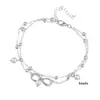 Kvinnor Sommar Lovely Infinity Charm Beach Anklet Armband Pärlor Pärlor Barefoot Smycken Dubbelskiktkedja Anklets Mode Tillbehör