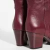 Bourgogne Booties High Chunky Heels Pekade Toe Woman Slip på stor storlek 11 15 För damer mogna mode skor fotled stövlar shofoo
