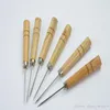 100 stks Handgereedschap Hoge Kwaliteit Lederen Craft Cloth AWL Tool Pin Naaien Ponsen Gat Maker Horlogemaker Houten Gloednieuw