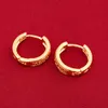 Fashion 24K Gold Plated Greek Pattern Round Hinged Hoop Earrings