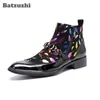 Batzuzhi Italiaanse Type Mannen Laarzen Ijzer Teen Zachte Lederen Enkellaarzen Men Multi Color Party Botas Hombre Designer's Schoenen!