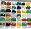 whole 50Pcs 6mm 8mm agate rings fashion band jewelry multi color wedding stone ring for man women249q